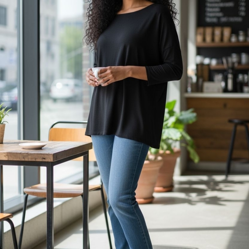 SALE EUC Women's Very J‎ Sz. S Black Over-sized Lightweight Long-sleeve Sweater